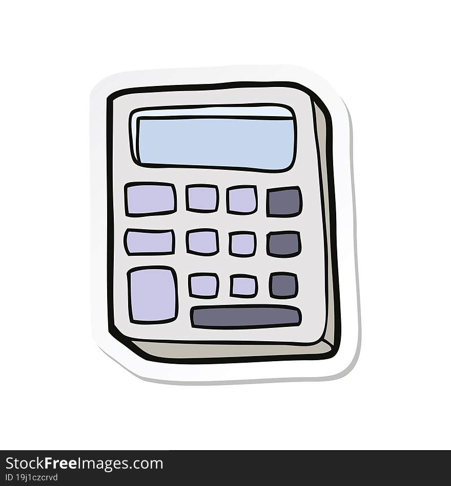 sticker of a cartoon calculator