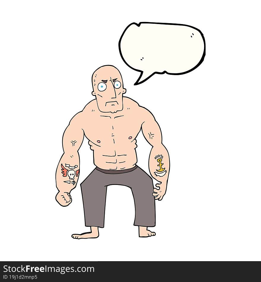 Speech Bubble Cartoon Tough Man