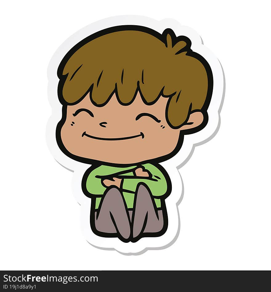 sticker of a cartoon happy boy