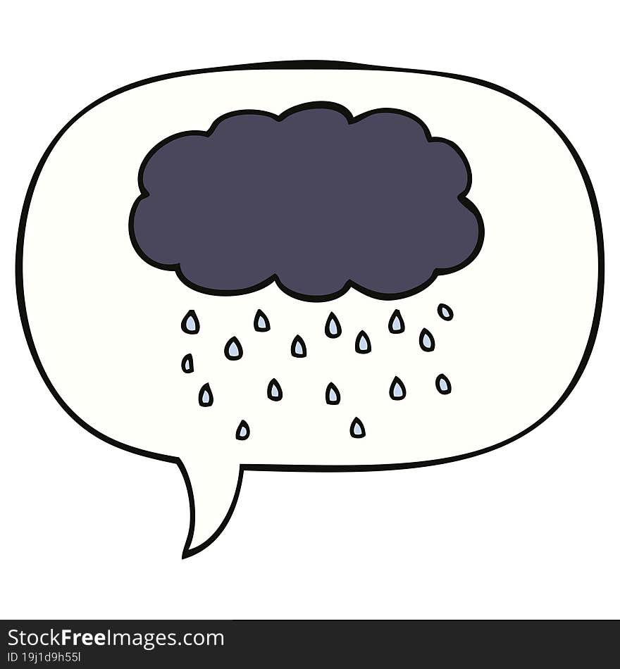 cartoon cloud raining and speech bubble