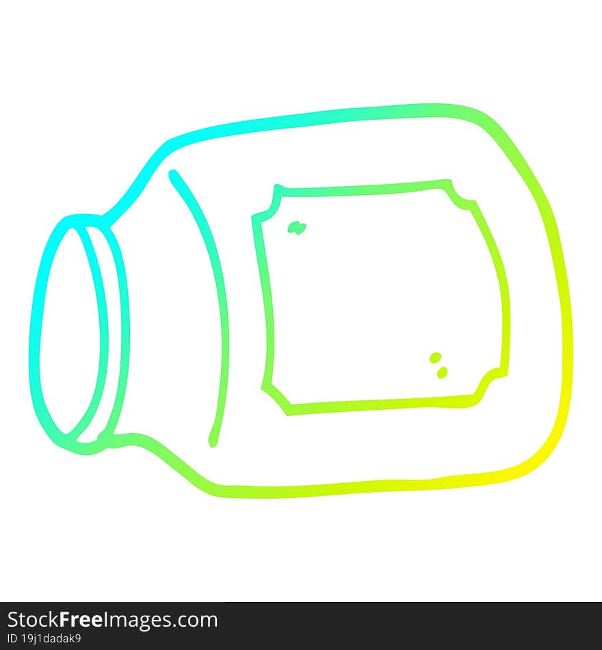 Cold Gradient Line Drawing Cartoon Glass Jar On Side