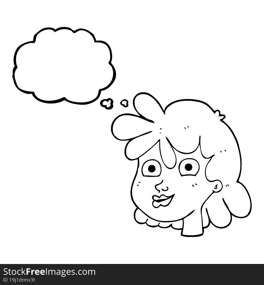 Thought Bubble Cartoon Female Face