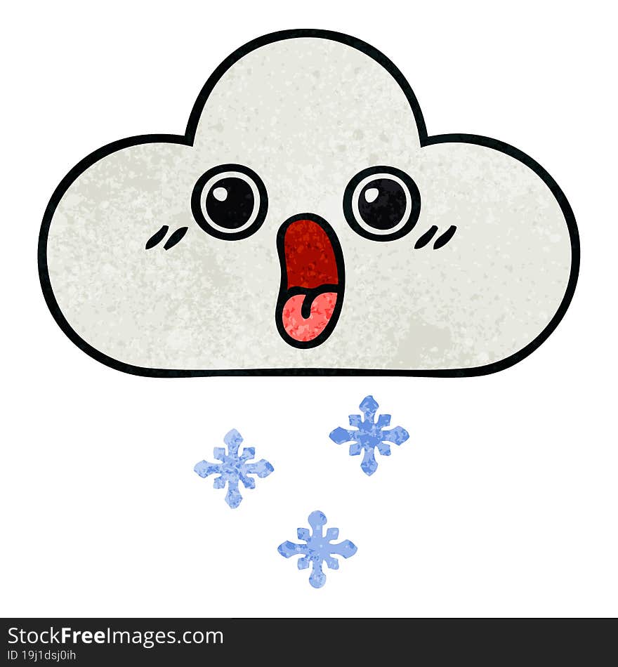 retro grunge texture cartoon snow cloud