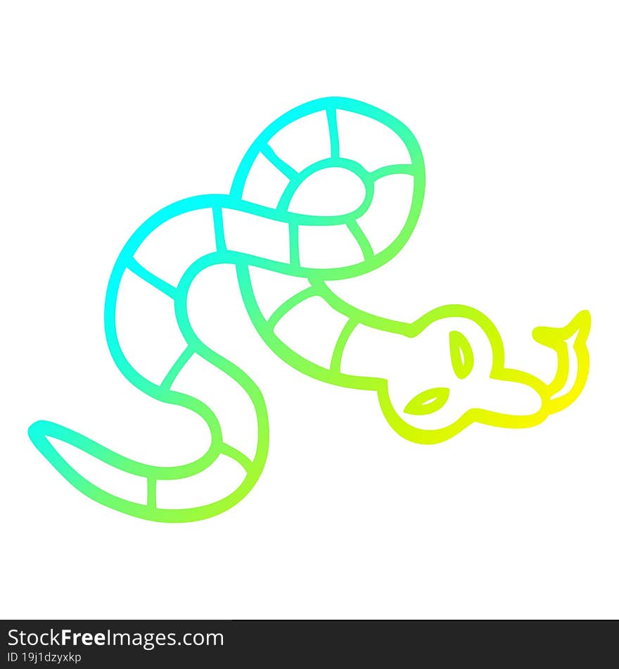 cold gradient line drawing of a cartoon poisonous snake