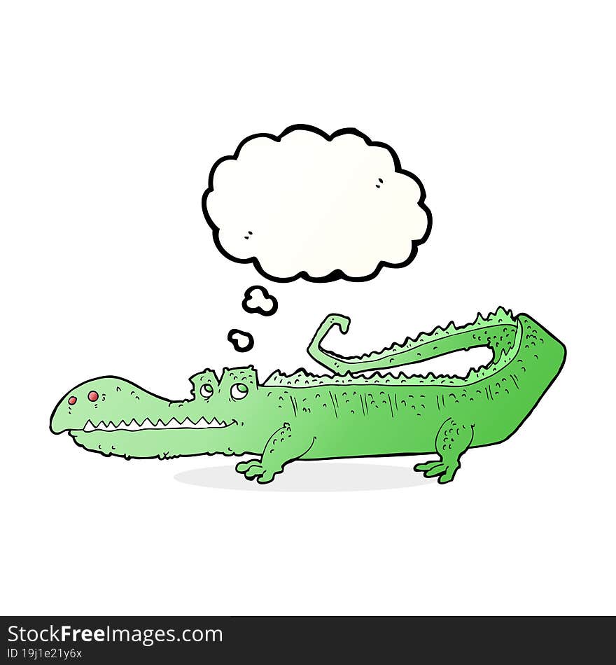 cartoon crocodile with thought bubble