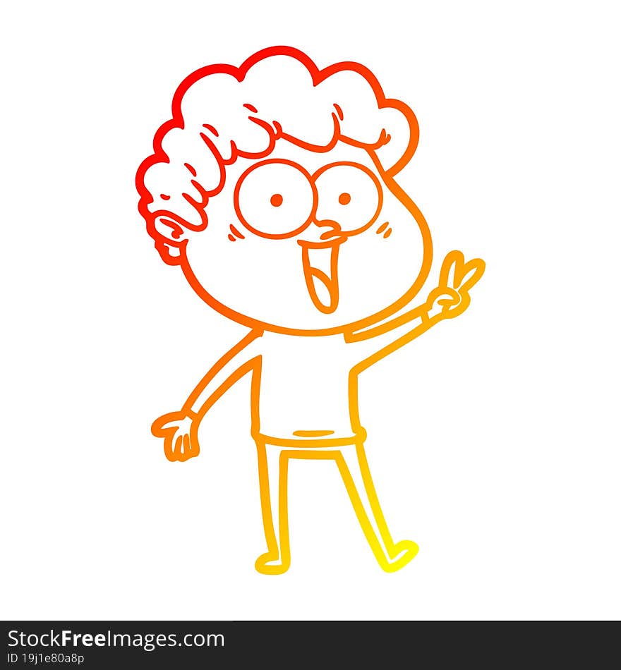 warm gradient line drawing cartoon happy man