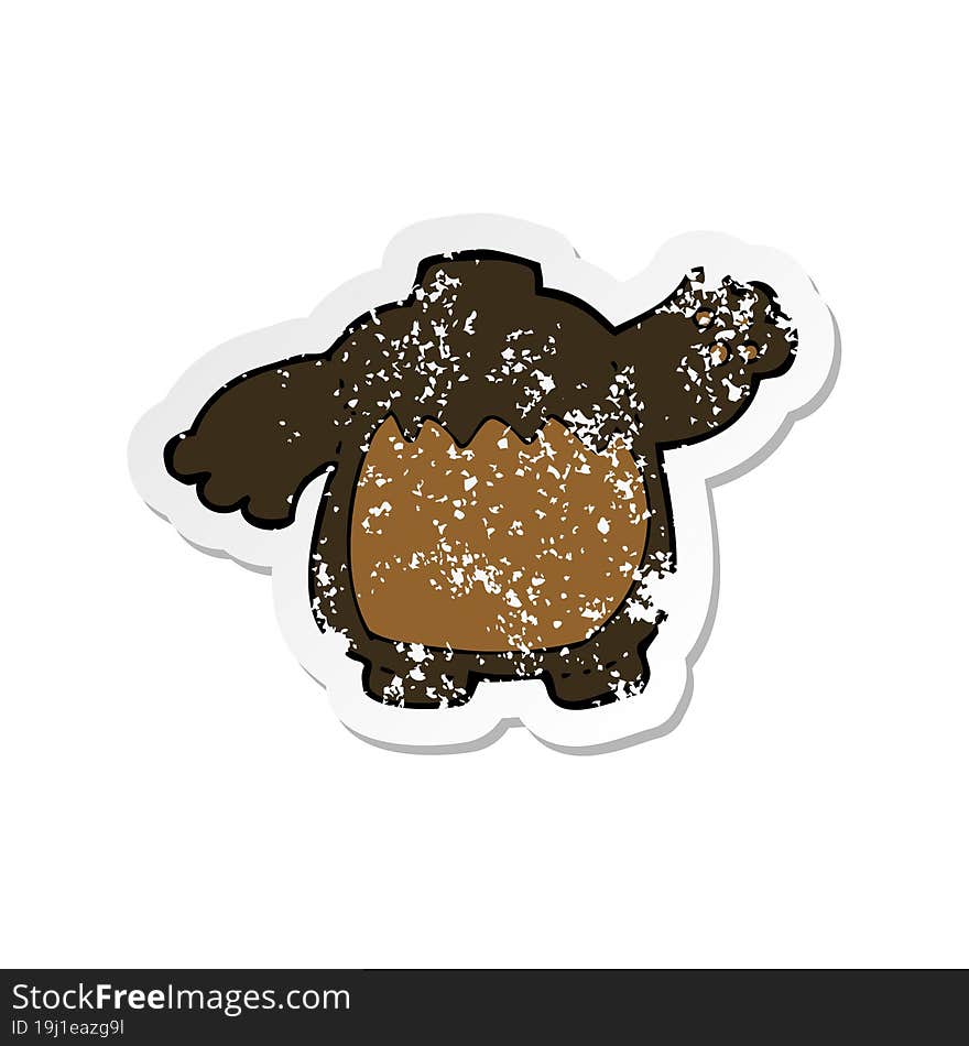 retro distressed sticker of a cartoon black bear body