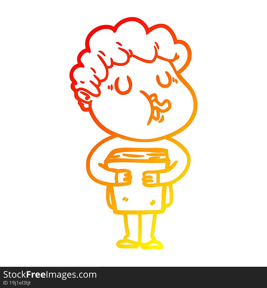 warm gradient line drawing cartoon man singing