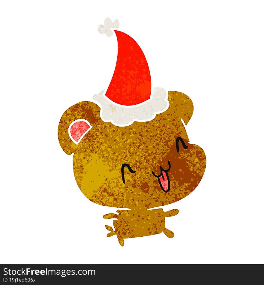 Christmas Retro Cartoon Of Kawaii Bear