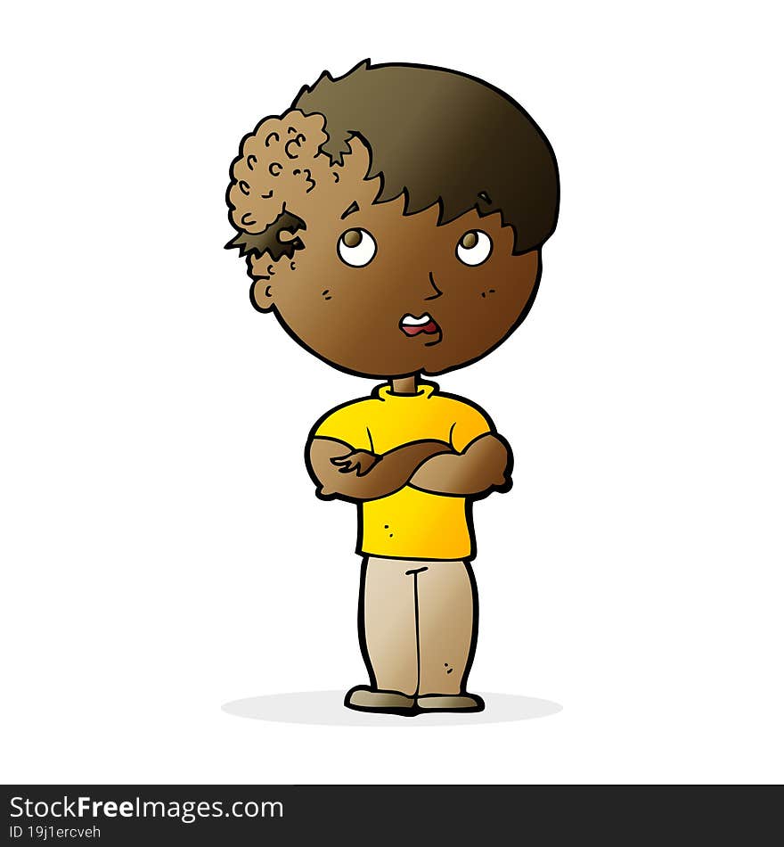 cartoon boy with growth on head