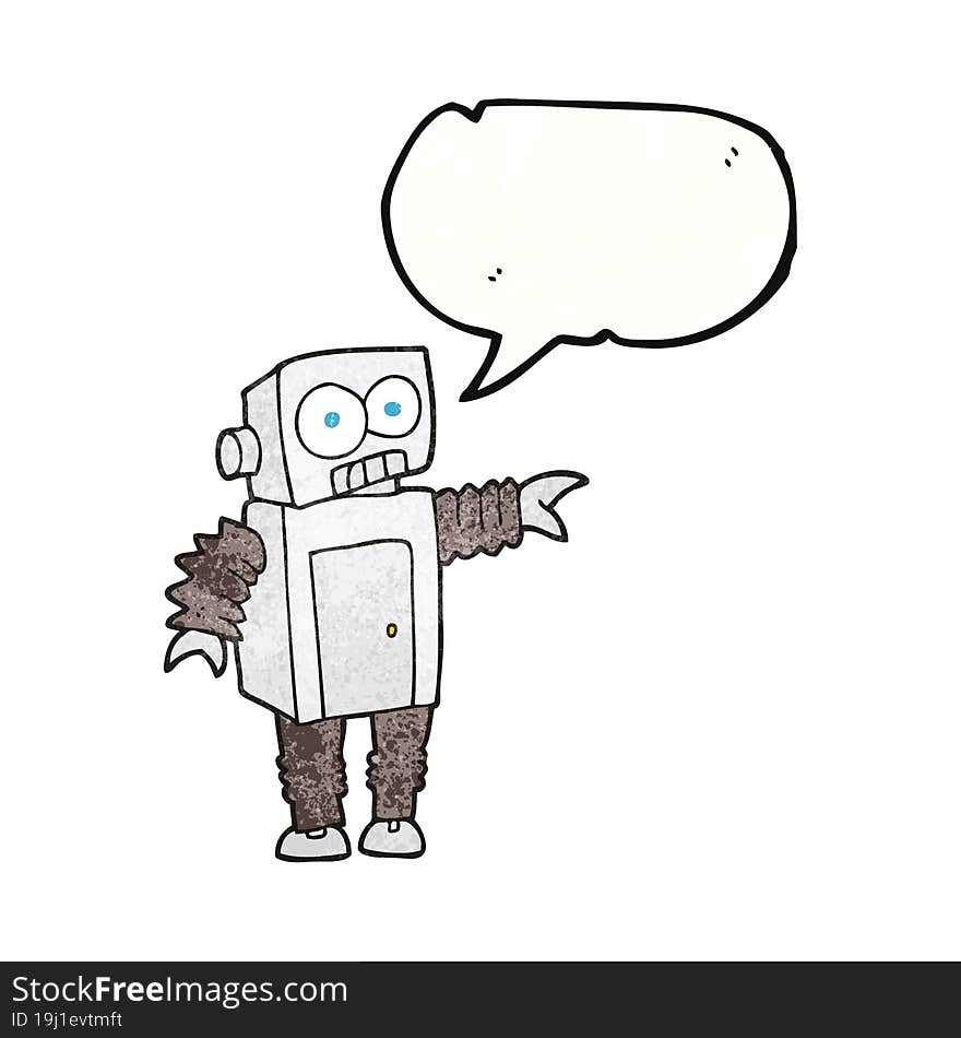 speech bubble textured cartoon robot