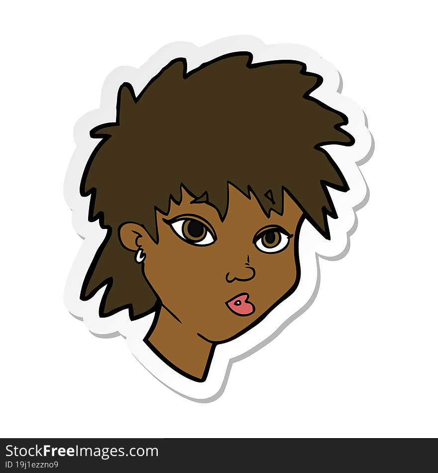 sticker of a cartoon curious girl