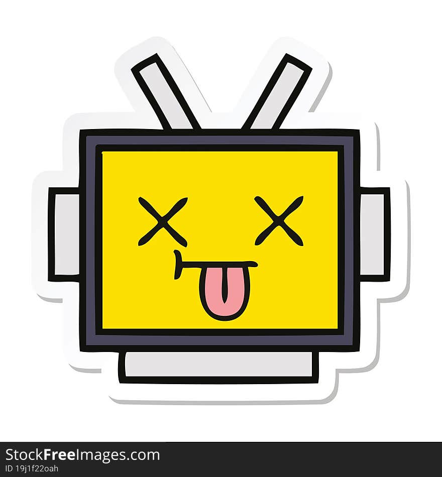 sticker of a cute cartoon robot head