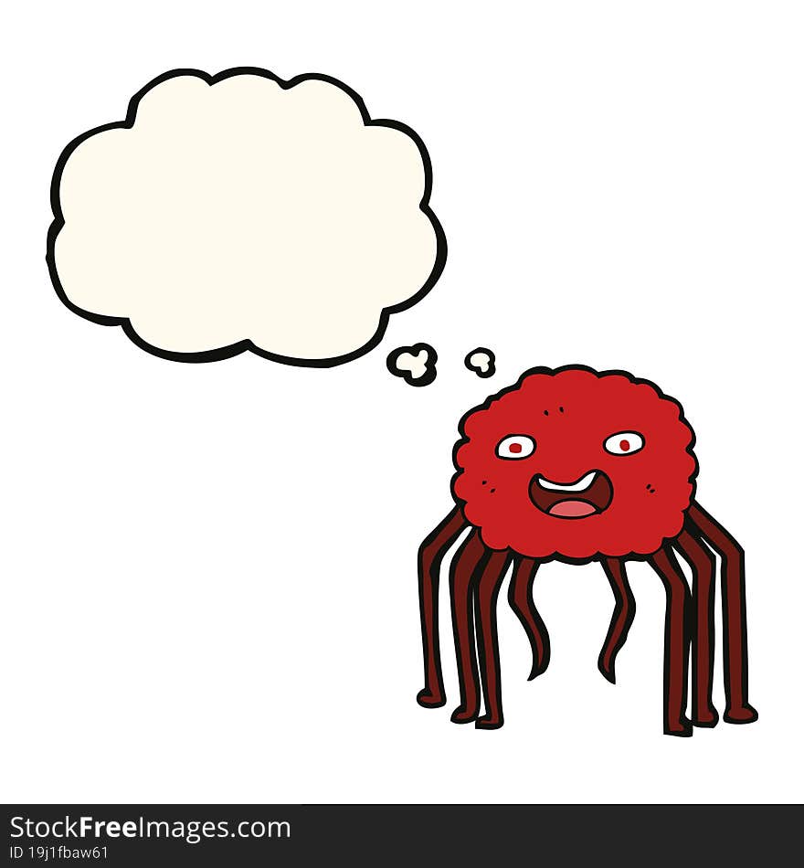 cartoon spider with thought bubble