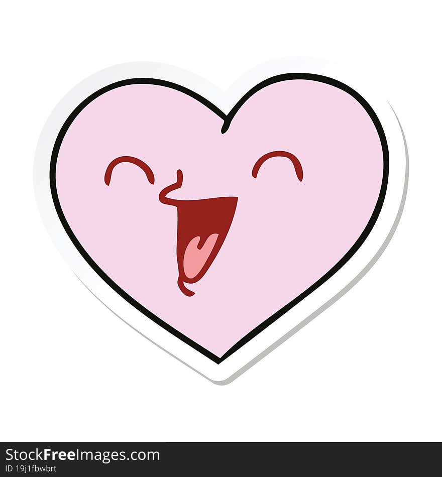 sticker of a quirky hand drawn cartoon happy heart