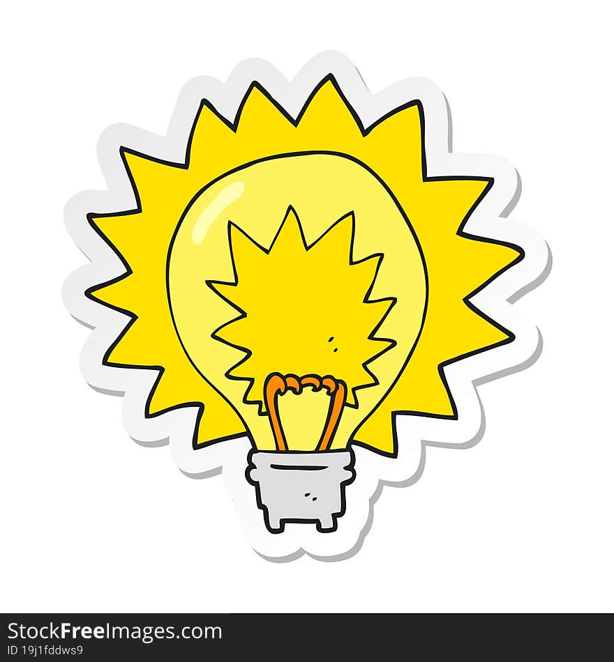 sticker of a cartoon light bulb shining