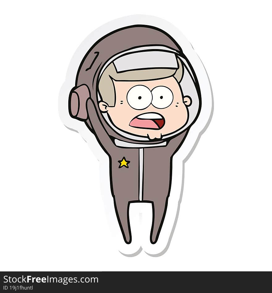 Sticker Of A Cartoon Surprised Astronaut