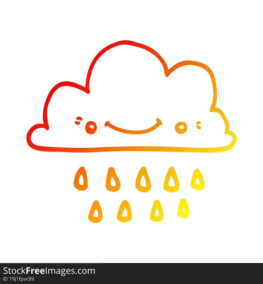 warm gradient line drawing cartoon storm cloud