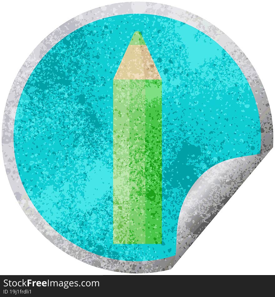 green coloring pencil graphic circular sticker