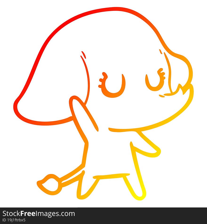 warm gradient line drawing cute cartoon elephant