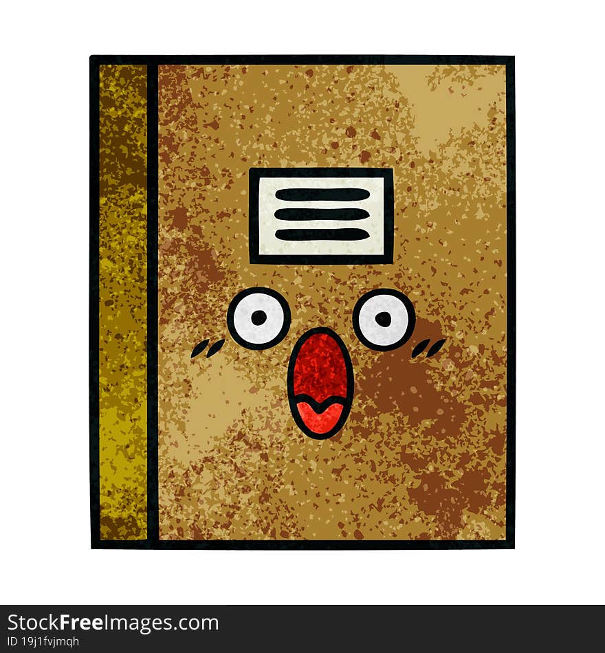 retro grunge texture cartoon of a notebook