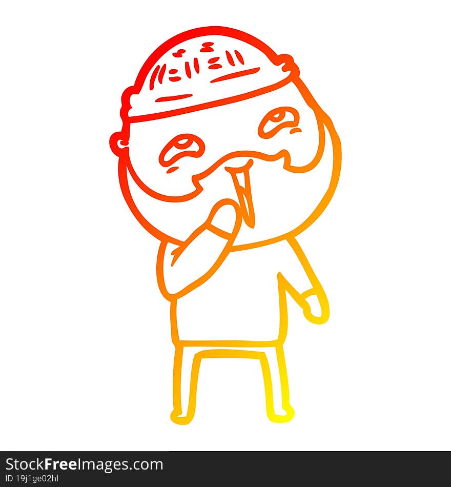 warm gradient line drawing cartoon happy bearded man