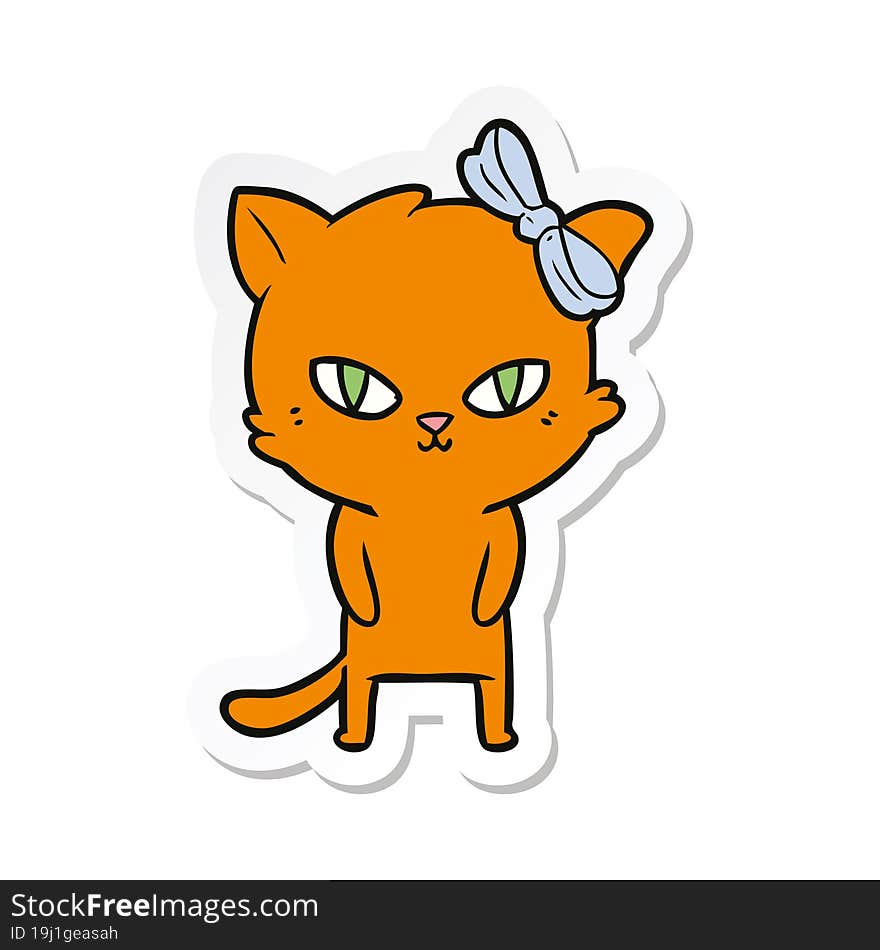 sticker of a cute cartoon cat