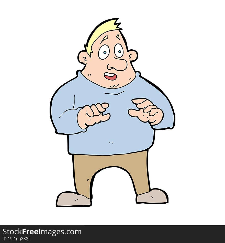 cartoon excited overweight man