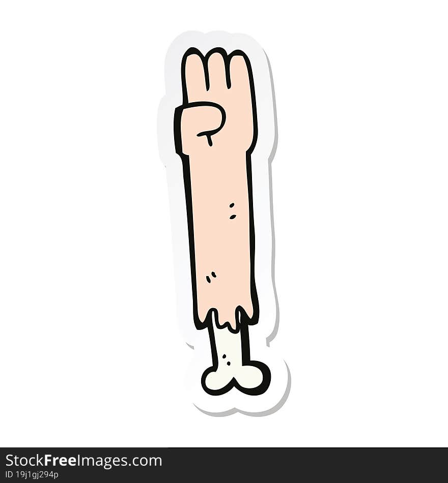 sticker of a cartoon zombie arm