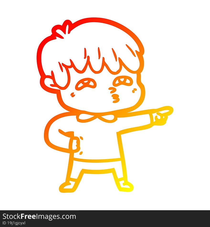 warm gradient line drawing cartoon man confused