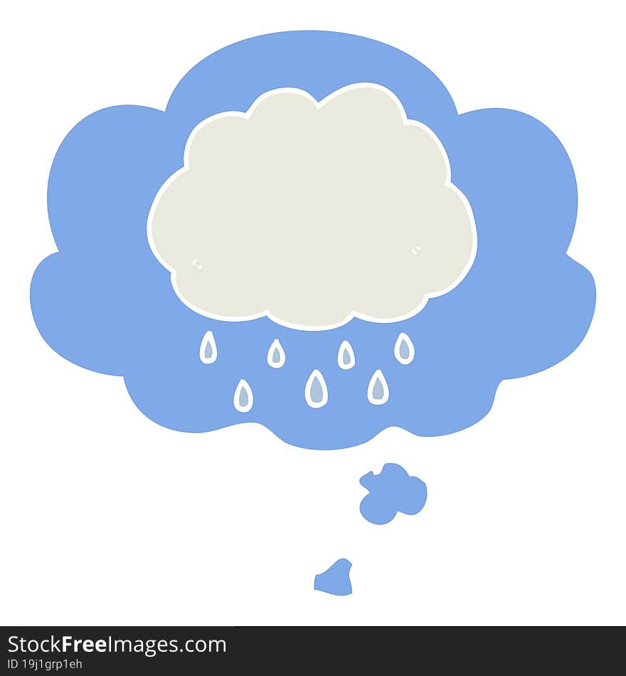 cartoon rain cloud and thought bubble in retro style