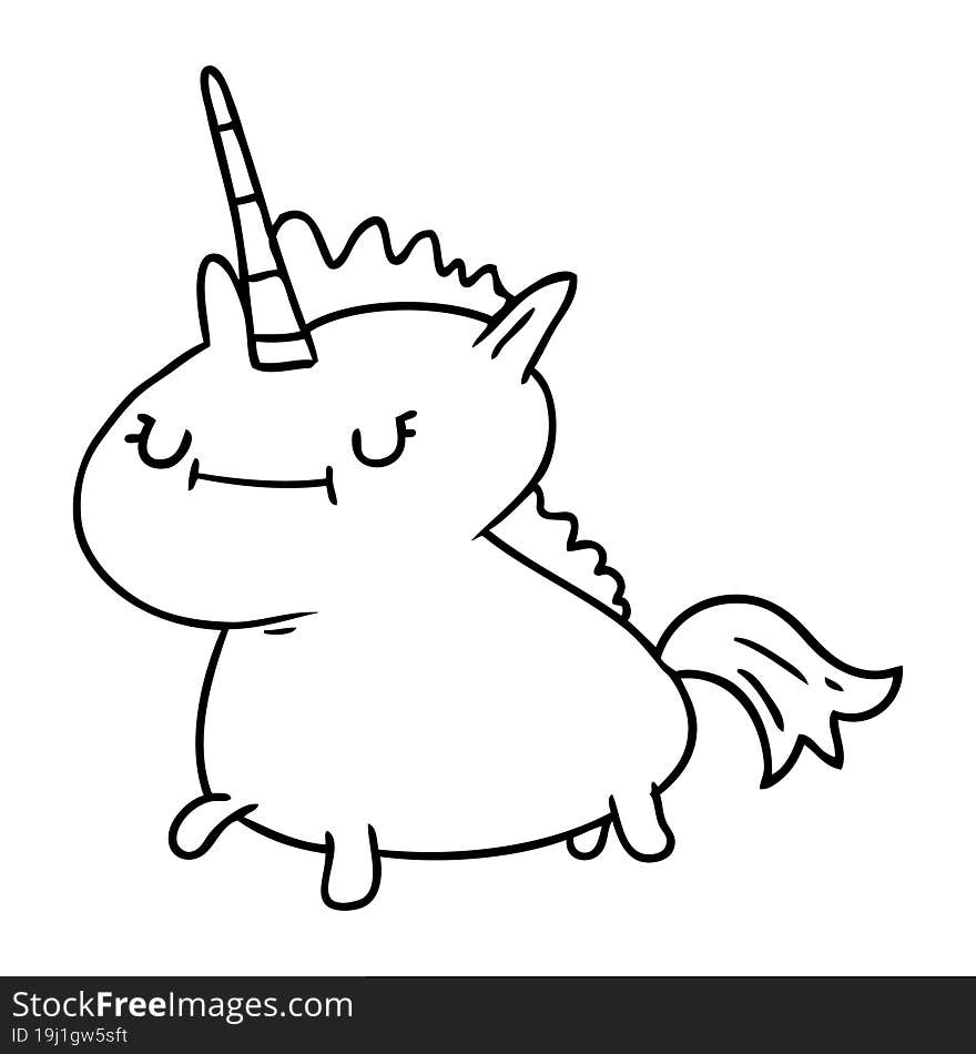 line drawing doodle of a magical unicorn