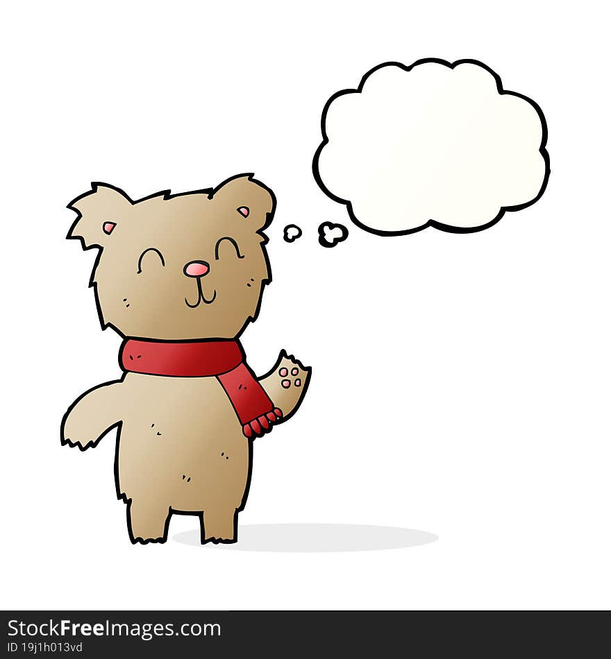 cartoon cute teddy bear with thought bubble