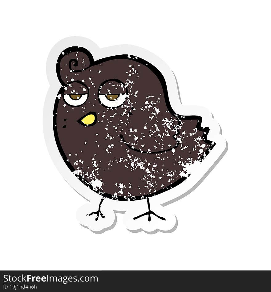 retro distressed sticker of a cartoon bird