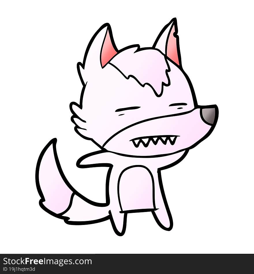 cartoon wolf showing teeth. cartoon wolf showing teeth