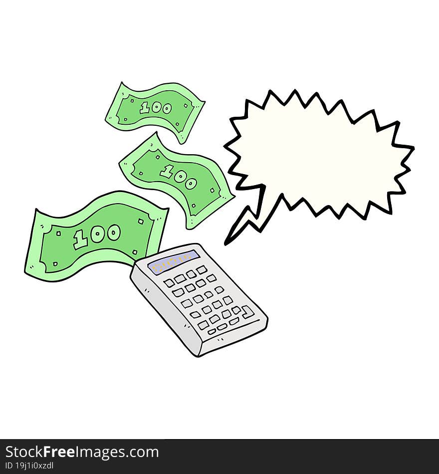 Speech Bubble Cartoon Calculator Counting Money