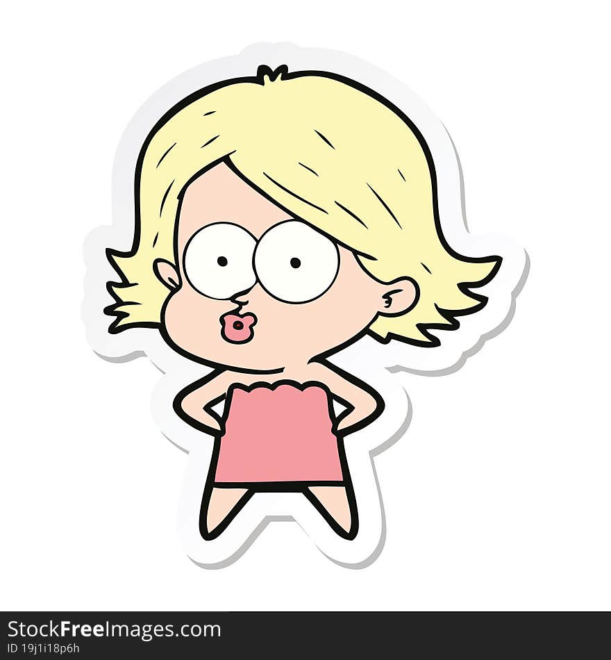 Sticker Of A Cartoon Girl Pouting