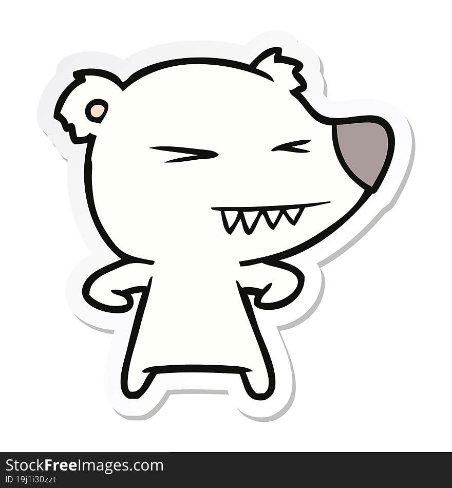 Sticker Of A Angry Polar Bear Cartoon