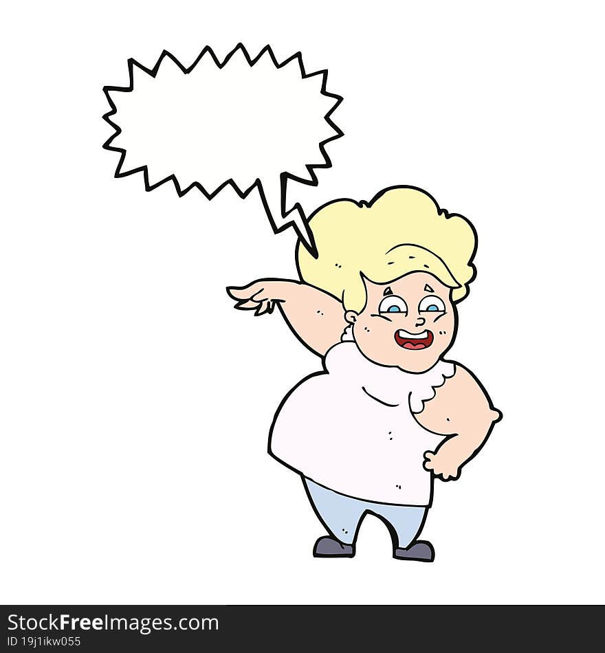 Cartoon Overweight Woman With Speech Bubble