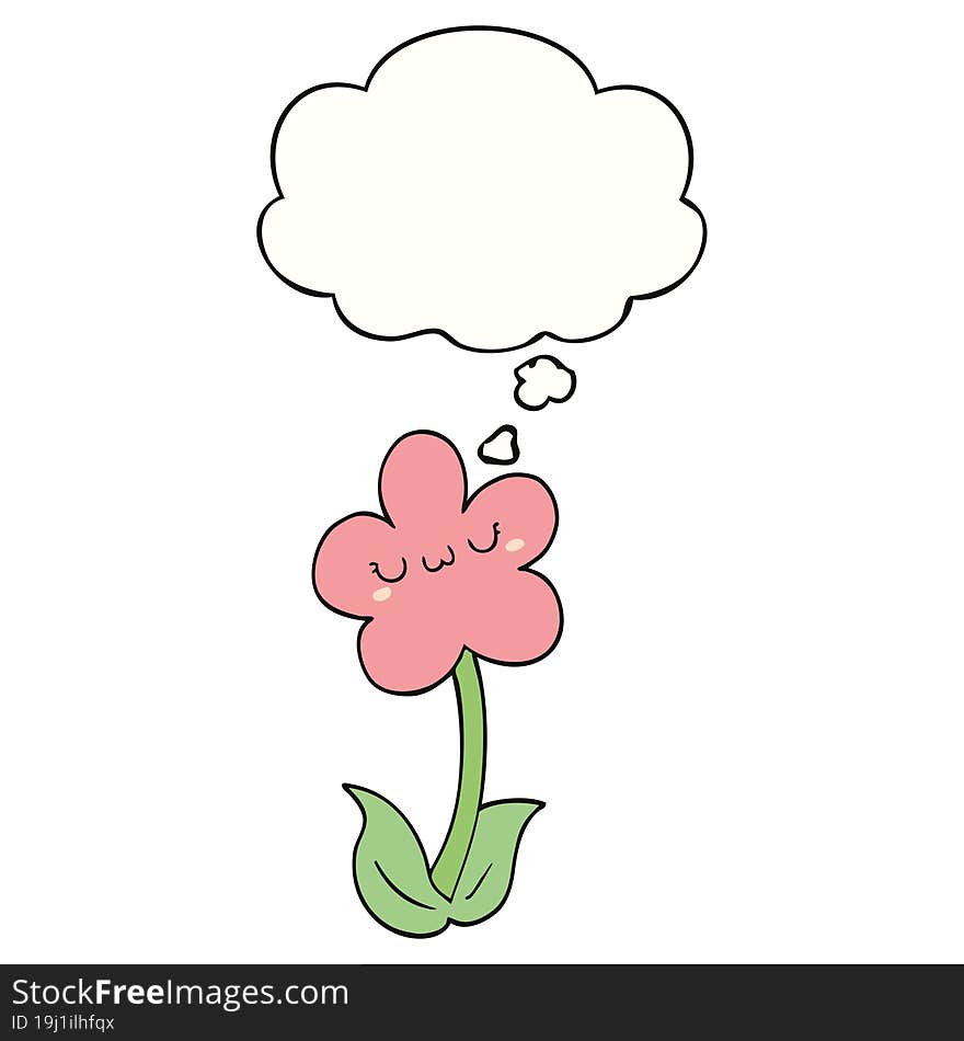 cartoon flower and thought bubble