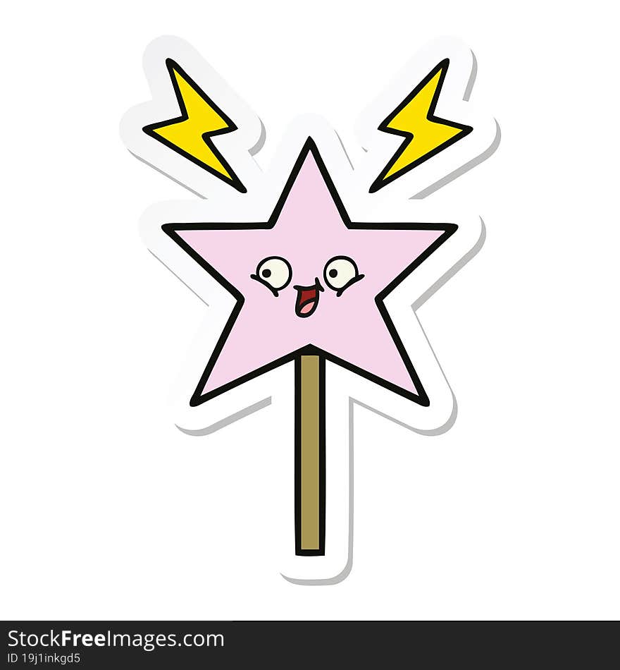 sticker of a cute cartoon magic wand