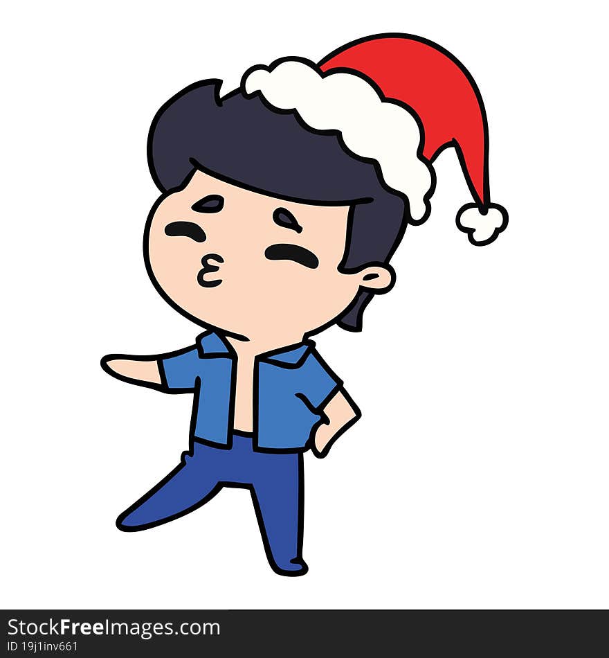 hand drawn christmas cartoon of kawaii boy