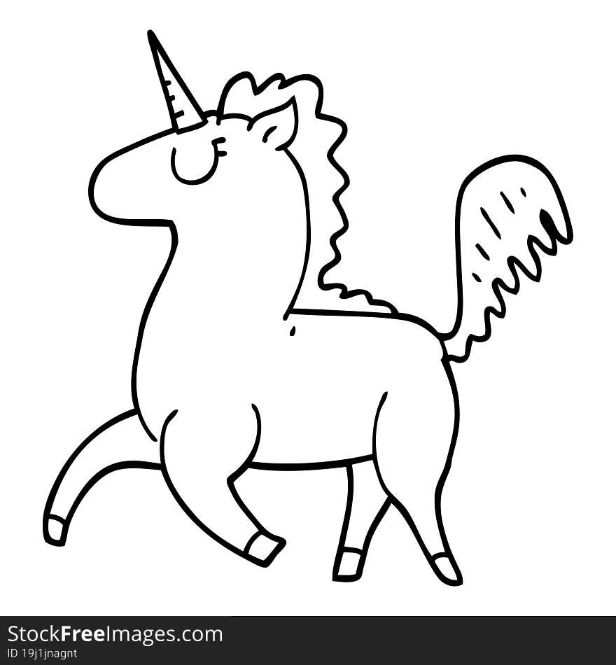 Line Drawing Cartoon Unicorn