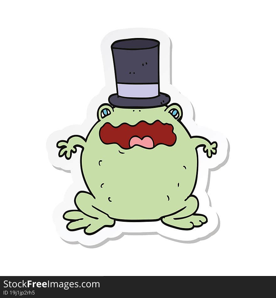 sticker of a cartoon toad wearing top hat