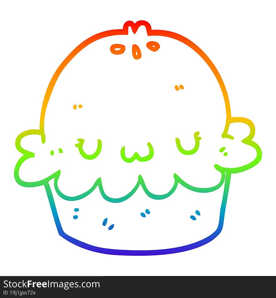 rainbow gradient line drawing of a cute cartoon pie