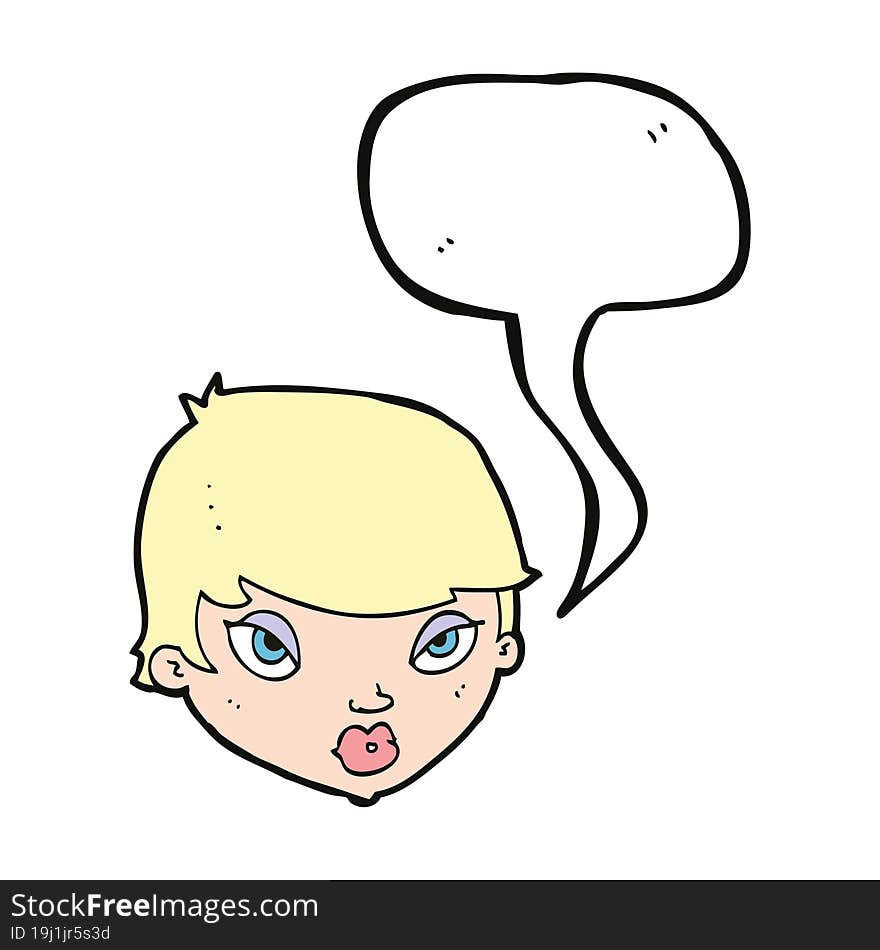 cartoon unimpressed woman with speech bubble