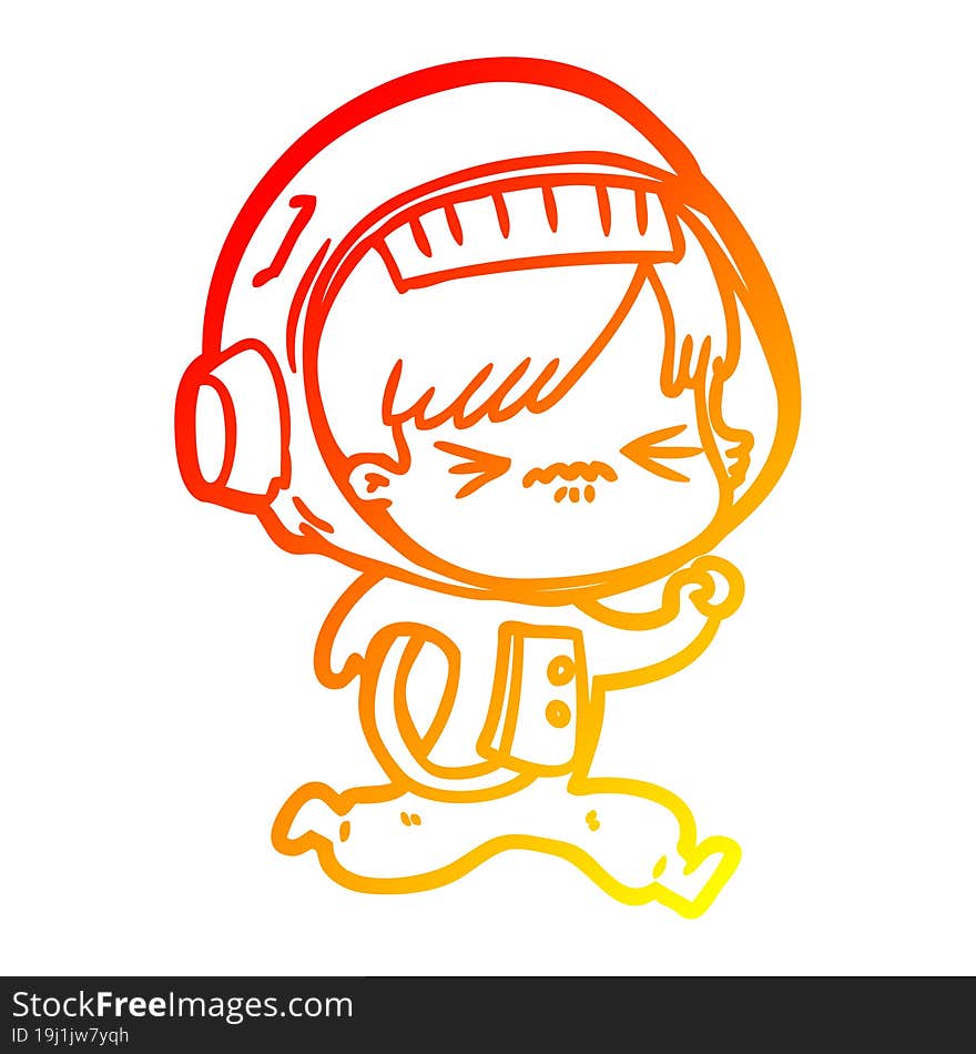 warm gradient line drawing of a cartoon astronaut woman