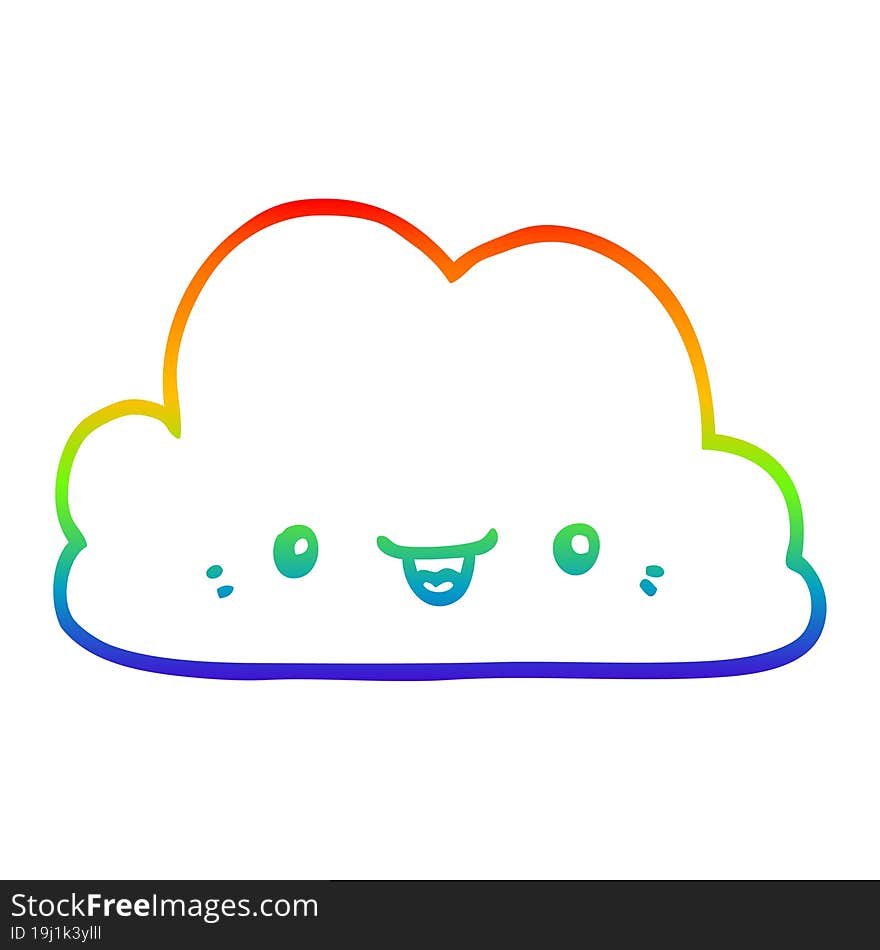 rainbow gradient line drawing cute cartoon cloud