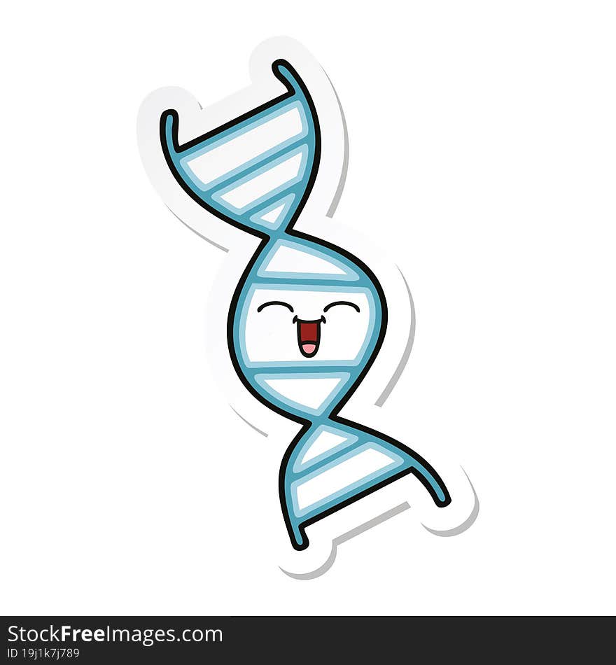 sticker of a cute cartoon DNA strand