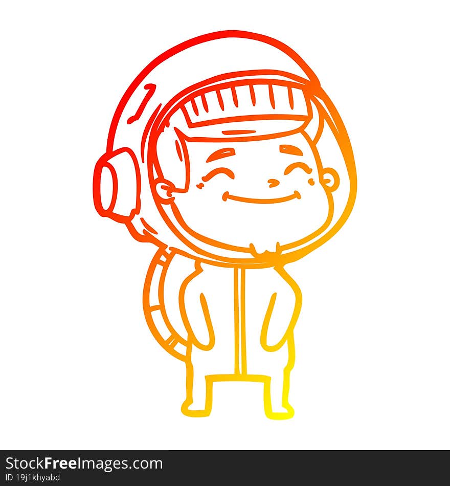 warm gradient line drawing of a happy cartoon astronaut